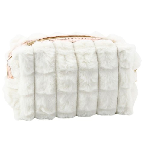 Kosmetyczka Pluszowa Z Uchwytem Pojemna Biała 20cm LEAN Toys