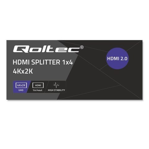 Aktywny rozdzielacz Splitter 4 x HDMI 4K x 2K | 6Gb/s | 60Hz Qoltec
