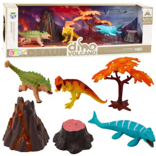 Zestaw Realistycznych Figurek Dinozaury Wulkan Drzewo 6el LEAN Toys