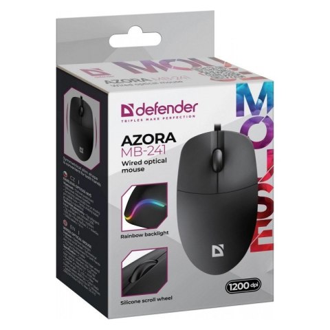 Mysz przewodowa AZORA MB-241 1200 DPI czarna podświetlana Defender