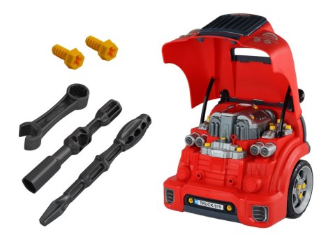 Silnik Ciężarówka Do Rozkręcania Zestaw Majsterkowicza Czerwony Warsztat LEAN Toys