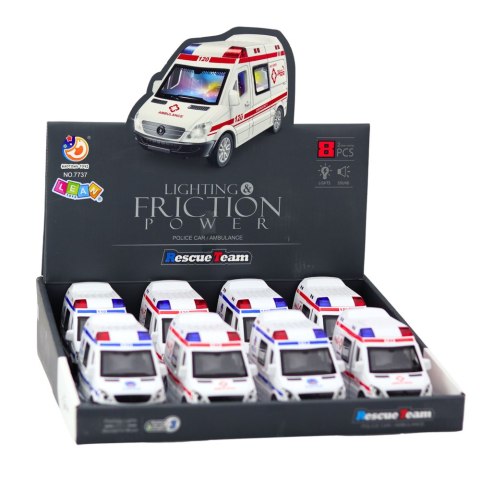 Wóz Policyjny Karetka Ambulans Otwierane Drzwi Napęd Światła Dźwięki Mix LEAN Toys