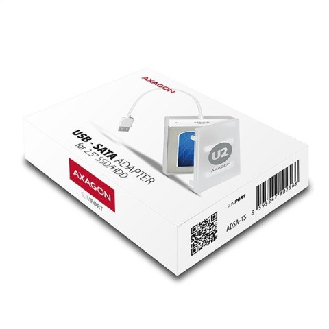 ADSA-1S Adapter USB 2.0 SATA do szybkiego przyłączenia 2.5" SSD/HDD z pudełkiem AXAGON