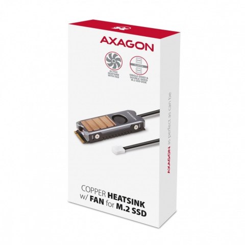 CLR-M2FAN Miedziany radiator z wentylatorem do dwustronnych dysków M.2 SSD, wysokość 13mm AXAGON
