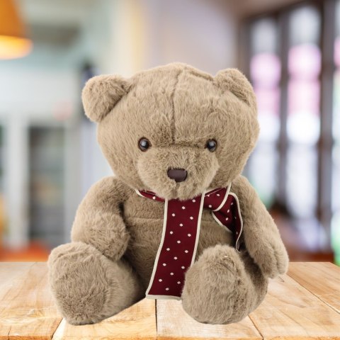 Pluszowa Maskotka Przytulanka Duży Miś Z Szalikiem Jasnobrązowy 45cm LEAN Toys