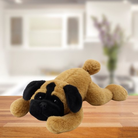Pluszowa Maskotka Przytulanka Pies Mops Leżący Brązowy 40cm LEAN Toys