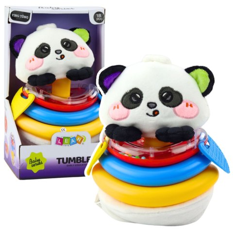 Zabawka Sensoryczna Tumbler Panda Piramidka Bujana Gryzaki Grzechotka LEAN TOYS