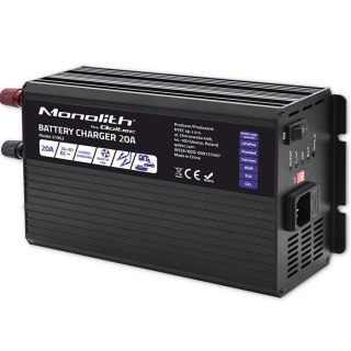 Inteligentna ładowarka Monolith do akumulatorów LiFePO4 AGM GEL SLA | 20A | 24V Qoltec
