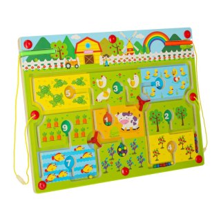 Gra labirynt magnetyczna planszowa drewniana do podróży farma 2 graczy Kik Sp. z o. o. Sp. k.