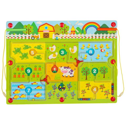 Gra labirynt magnetyczna planszowa drewniana do podróży farma 2 graczy Kik Sp. z o. o. Sp. k.