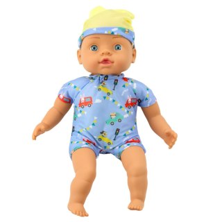 Lalka Bobas Niebieskie Ubranko z Wzorami Czapeczka z Uszami 31cm LEAN Toys