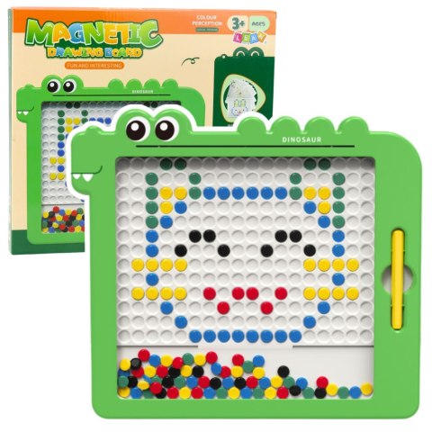 Tablica Magnetyczna Układanka Mozaika Dinozaur Zielony Karty 20 Wzorów LEAN Toys