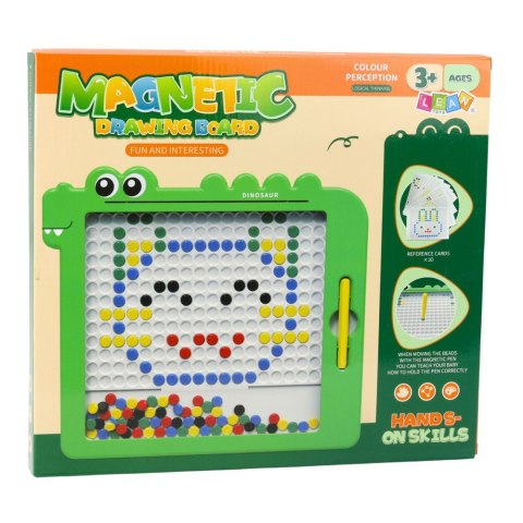 Tablica Magnetyczna Układanka Mozaika Dinozaur Zielony Karty 20 Wzorów LEAN Toys