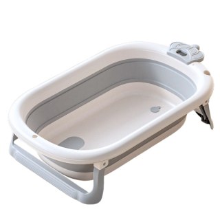 Wanienka Z Termometrem Dla Niemowląt Składana Materac W Gwiazdki Szara LEAN