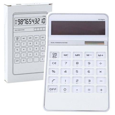 Kalkulator Biurowy Klasyczny 10D Wyświetlacz 10-Cyfrowy Solar Biały LEAN