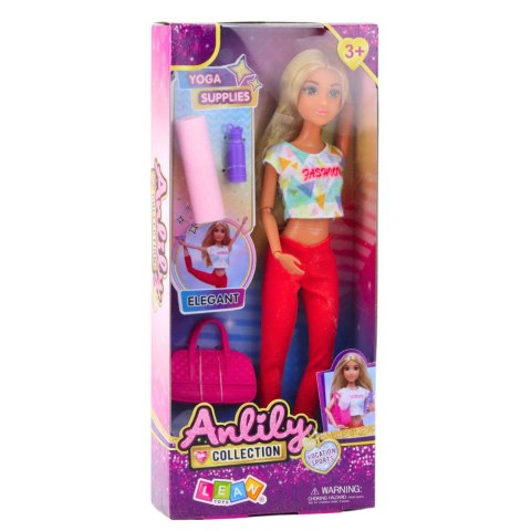 Lalka Anlily Joga Mata Do Ćwiczeń Torba Bidon Ruchome Kończyny LEAN Toys