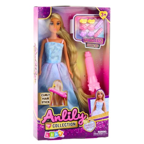 Lalka Anlily Suknia Balowa Długie Włosy Do Stylizacji Lokówka Spinki LEAN Toys