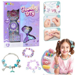 Zestaw Piękności Biżuteria Bransoletka Koraliki Spinka Syreni Ogon 48el LEAN Toys