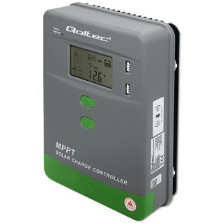 Solarny regulator ładowania MPPT z czujnikiem temperatury 30A | 12V/24V | LCD | 2xUSB | Bluetooth | APP | GEL | LiFePO4 Qoltec