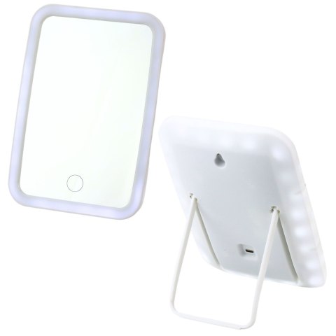 Lusterko Kosmetyczne Podświetlane LED Do Makijażu Bezprzewodowe Białe LEAN