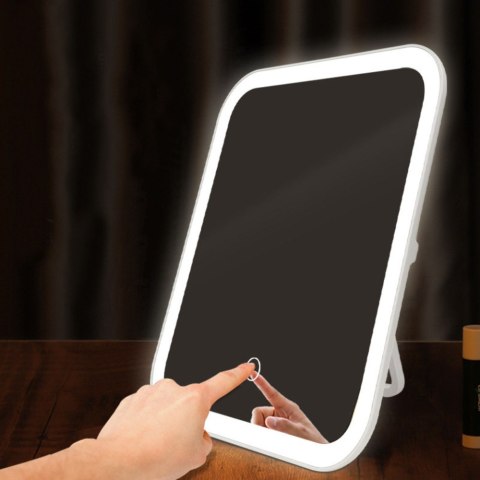Lusterko Kosmetyczne Podświetlane LED Do Makijażu Bezprzewodowe Białe LEAN