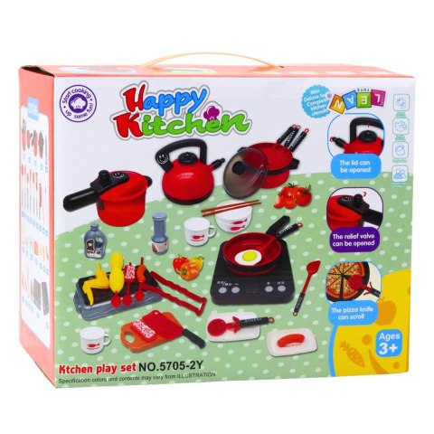 Zestaw Kuchenny Garnki Jedzenie Płyta Na Baterie Akcesoria 36el LEAN Toys