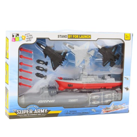 Zestaw Militarny Statek Łódź Podwodna Myśliwce Pociski LEAN Toys