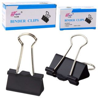 Zestaw Uniwersalne Klipsy Biurowe Stal Sprężynowa Czarne 25mm 12szt LEAN