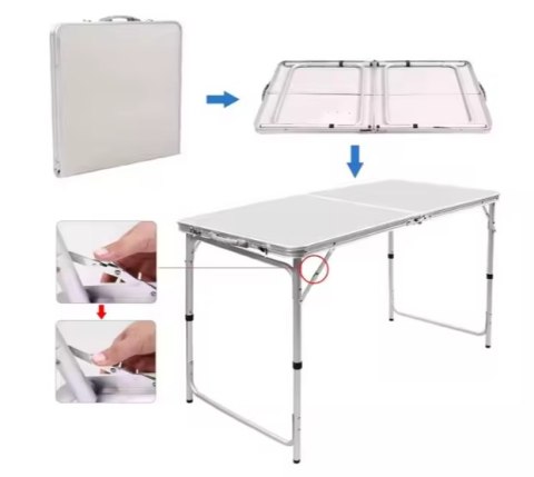 Zestaw Turystyczny Stolik Składany Kempingowy 4 Krzesła Szary LEAN