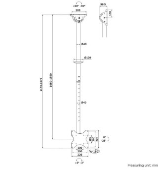 Uchwyt sufitowy CL35-340BL12 23-42 cali Neomounts