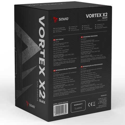 Chłodzenie procesora CPU Vortex X2 Black Savio