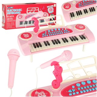 Keyboard dla dzieci pianinko interaktywne organki 37 klawiszy mikrofon statyw różowy Kik Sp. z o. o. Sp. k.