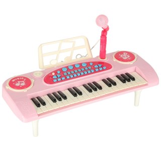 Keyboard dla dzieci pianinko interaktywne organki 37 klawiszy mikrofon statyw różowy Kik Sp. z o. o. Sp. k.