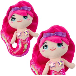 Pluszowa Syrenka Przytulanka Ogon W Cekiny Intensywny Róż 28cm LEAN Toys