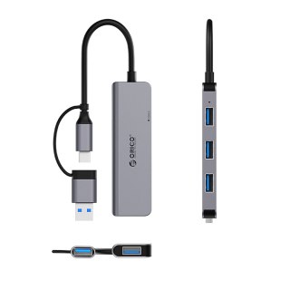 Hub YSA5-U3 stacja dokująca USB-A / USB-C na 4x USB-A - szary ORICO