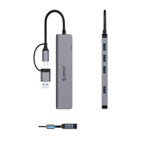 Hub YSA7-U3 stacja dokująca USB-A / USB-C na USB-A USB-C - szary ORICO