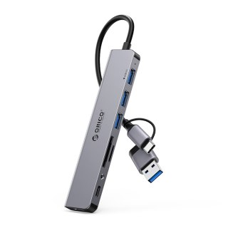 Hub YSA8-U3 stacja dokująca USB-A / USB-C na USB-A USB-C 3.5mm audio TF SD - szary ORICO