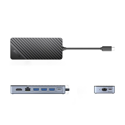 Hub stacja dokująca OM28PR-G2 z kieszenią na dysk M.2 USB-C - USB-A USB-C HDMI Ethernet - czarna ORICO
