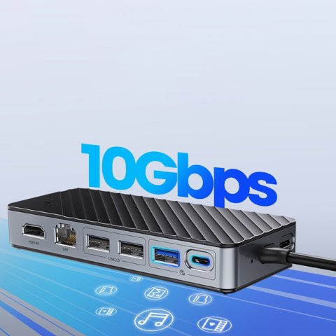 Hub stacja dokująca OM28PR-G2 z kieszenią na dysk M.2 USB-C - USB-A USB-C HDMI Ethernet - czarna ORICO