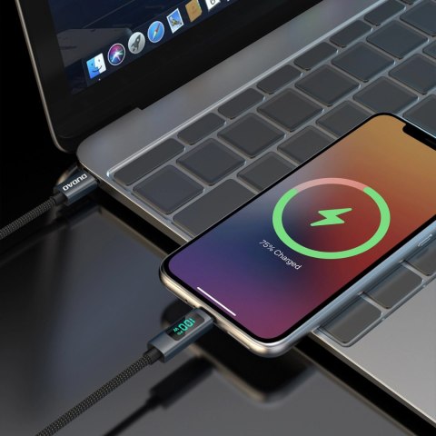 Kabel przewód L7C USB-A - USB-C 100W z wyświetlaczem LED 1m - czarny DUDAO