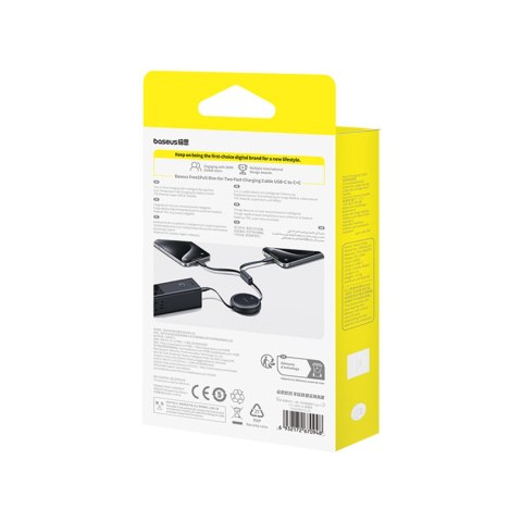 Kabel przewód zwijany USB-C - 2 x USB-C Bright Mirror Series 100W 1m - czarny BASEUS