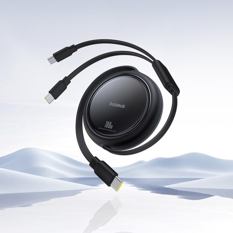 Kabel przewód zwijany USB-C - 2 x USB-C Bright Mirror Series 100W 1m - czarny BASEUS