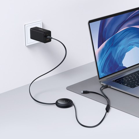 Kabel przewód zwijany USB-C - 2 x USB-C Bright Mirror Series 100W 1m - czarny BASEUS