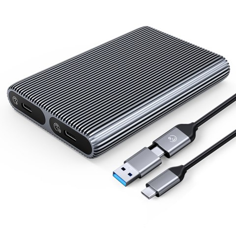 Kieszeń obudowa AM2C3-2SN na dwa dyski M.2 SATA+NVME USB-C 10Gb/s - szara ORICO