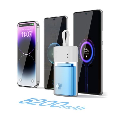Powerbank Popsicle 5200mAh 20W z kablem Lightning 60W/20V/3A/30cm - biało-zielony BASEUS