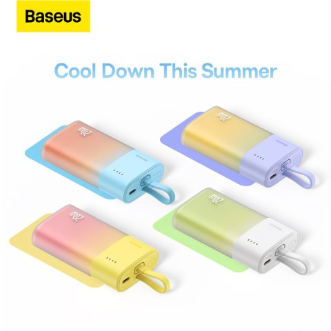 Powerbank Popsicle 5200mAh 20W z kablem Lightning 60W/20V/3A/30cm - biało-zielony BASEUS