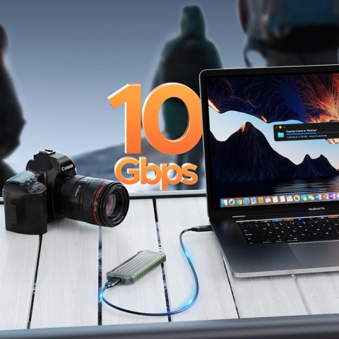 Wzmocniona kieszeń dyskowa taktyczna OTPX-G2 M.2 NVMe / SATA SSD USB-C - szaro-zielona ORICO