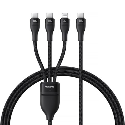 3w1 Kabel przewód Flash Series 3 100W USB-C - 2x USB-C iPhone Lightning 1.5m - czarny BASEUS