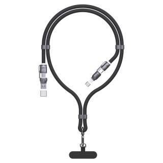 4w1 Kabel przewód smycz USB-A / USB-C / iPhone Lightning PD QC 65W 1.5m - czarny DUDAO