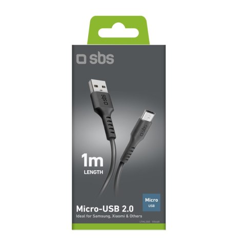 Kabel przewód USB-A - Micro-USB 1m - czarny SBS